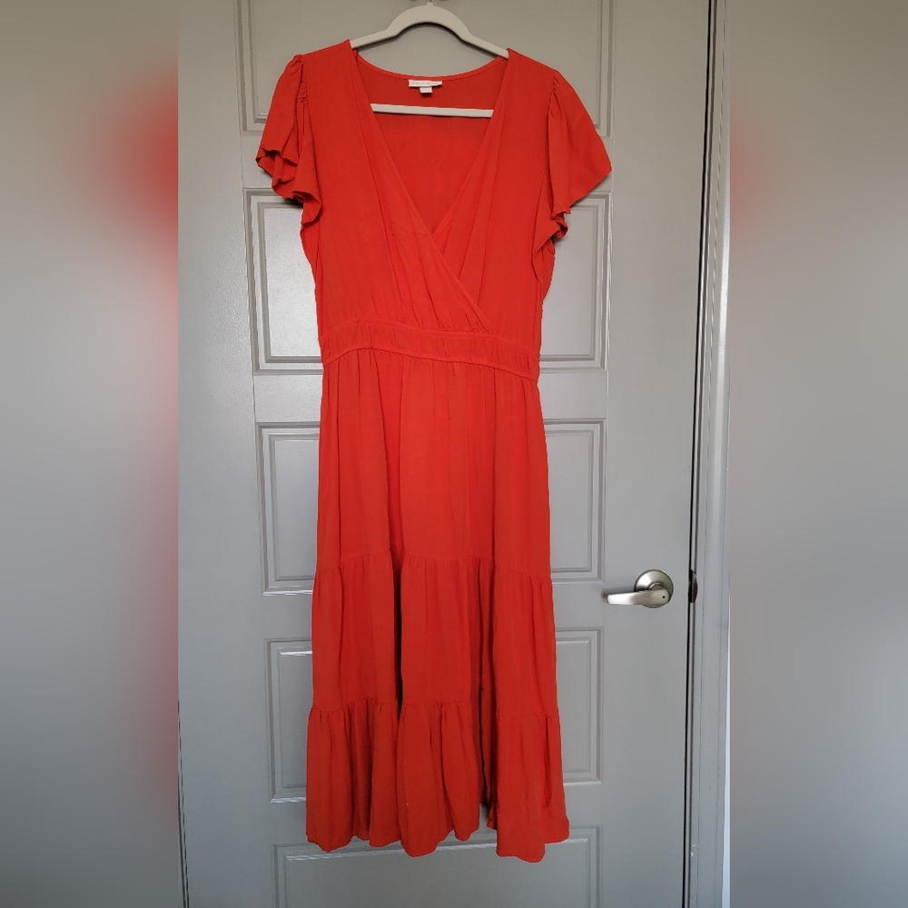 Reddish Orange Knox Rose Dress with Pockets